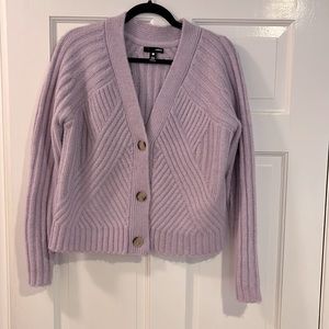 Bloomingdales AQUA mixed rib cardigan lilac color size S